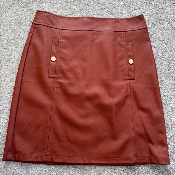 LOFT Dresses & Skirts - LOFT Faux Leather Pencil Skirt | Burnt Orange Brown | Size 2 | Workwear